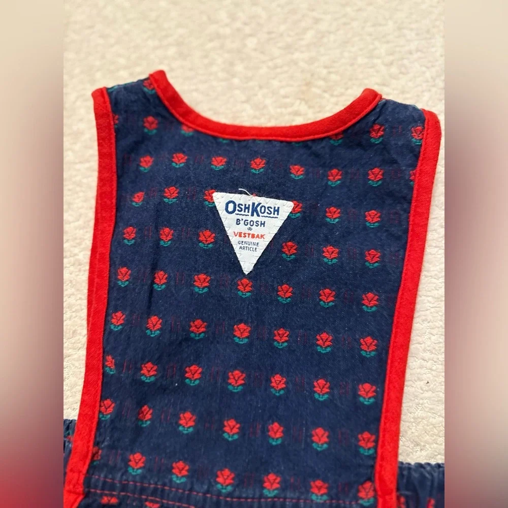 Vintage OshKosh B'gosh Baby Dress 24 Months Made in USA | Navy Blue Red‎ Floral